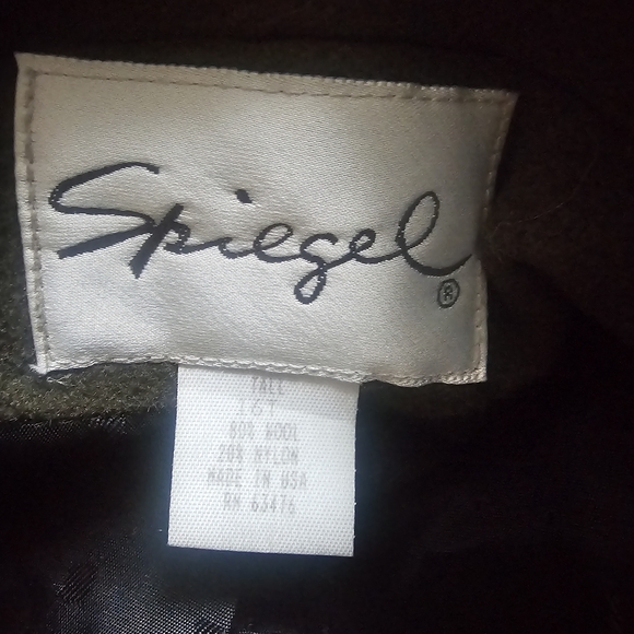 Vintage Spiegel Olive Double-Breasted Military Wool Trench Coat 16T - Picture 8 of 9